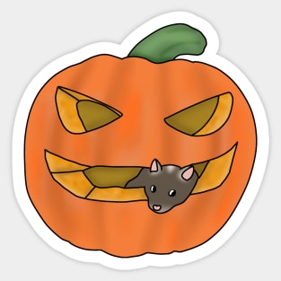 Cute brown gerbil in a pumpkin Sticker